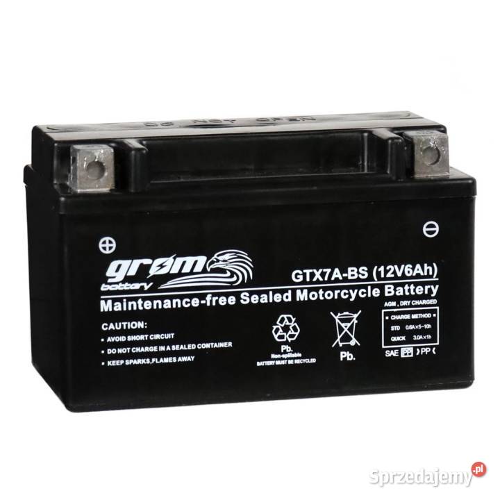 Akumulator motocyklowy GROM GTX7ABS YTX7ABS 12V Konin
