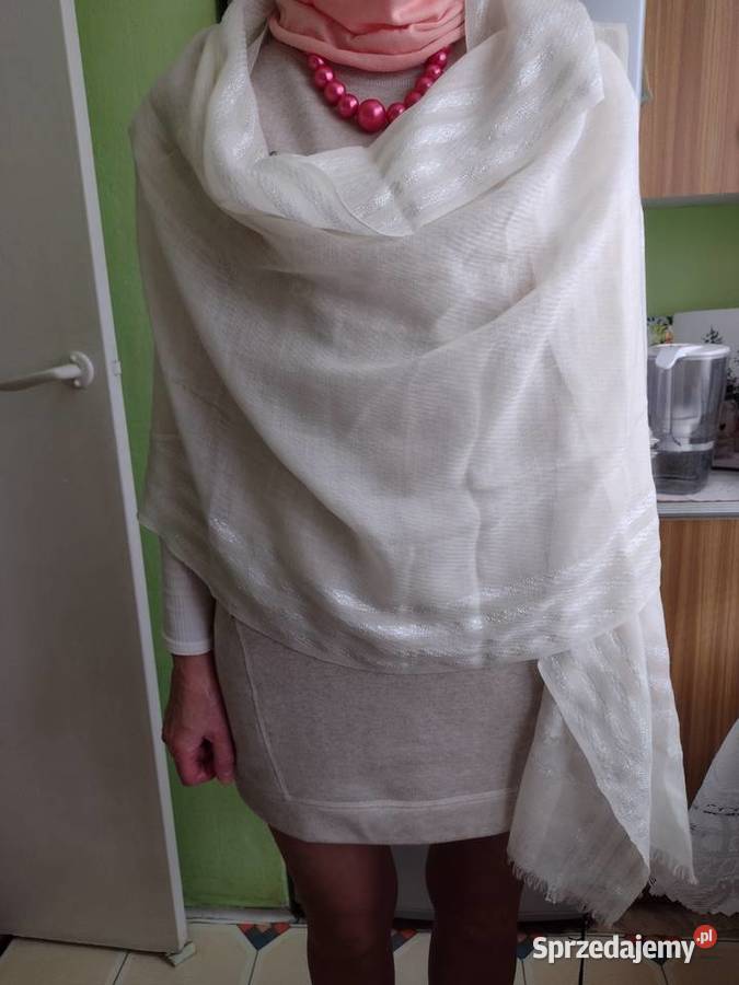 Wełniano jedwabny szal wieczorowy jedwab małopolskie Kraków