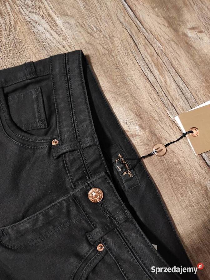 spodnie vero moda czarne xs szerokie nogawki Spodnie Białka