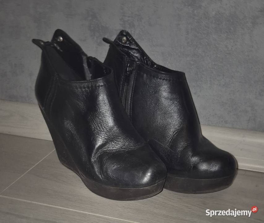 Botki damskie koturny czerń 36 Łódź