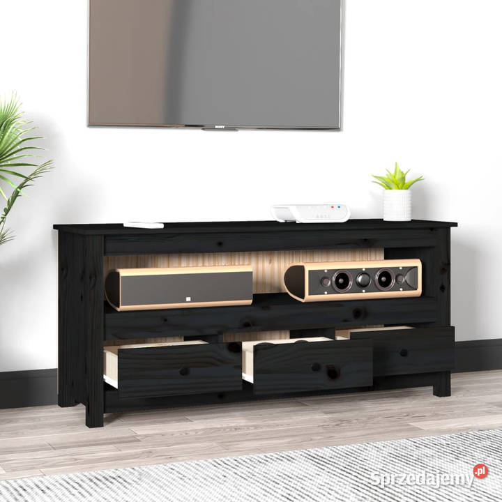 Szafka pod TV czarna 114x35x52 lite drewno sprzedam