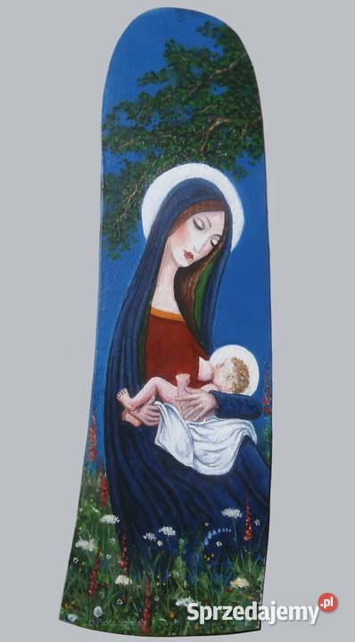 Ikona Maryja karmiąca unikalna autorska na Warszawa