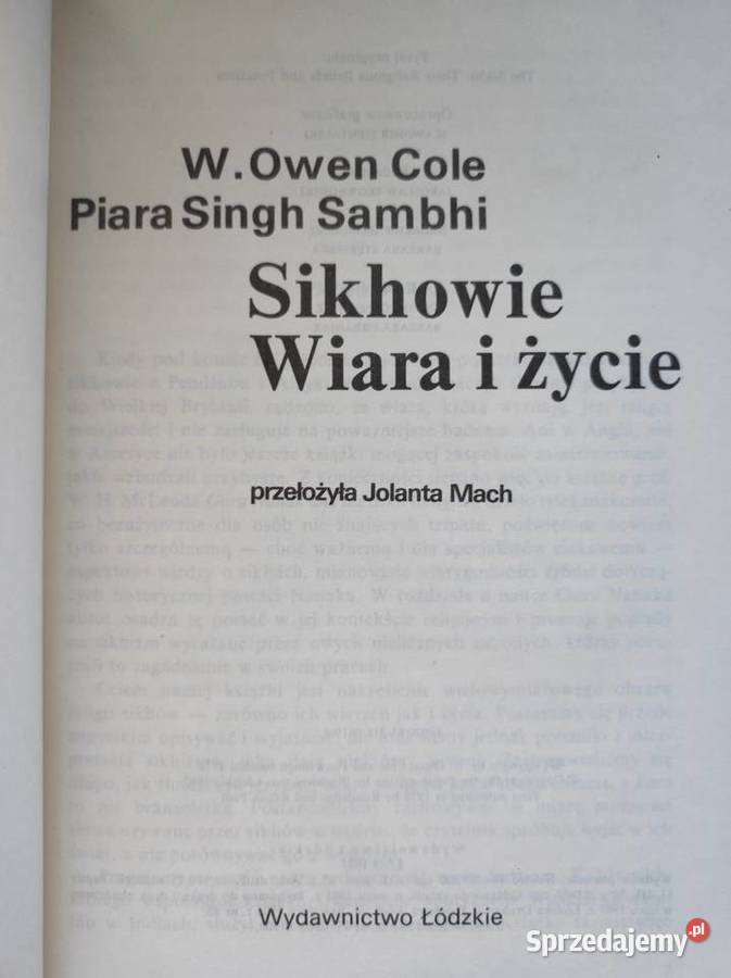 Sikhowie Wiara i życie Cole W Owen Sambhi Piara Kielce