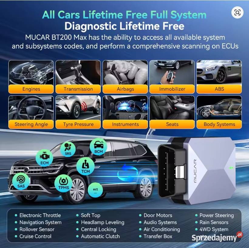 Interfejs tester diagnostyczny Mucar BT200 j