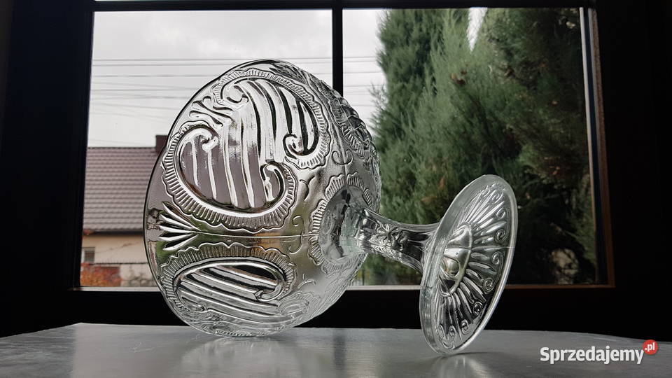 Owocarka Jabłuszka Zawijasy Ząbkowice szkło PRL Dąbrowa Górnicza