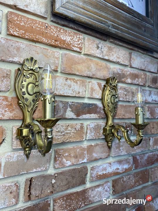Para Francuskich kinkietów 4 mosiądz Antyk Poznań sprzedam