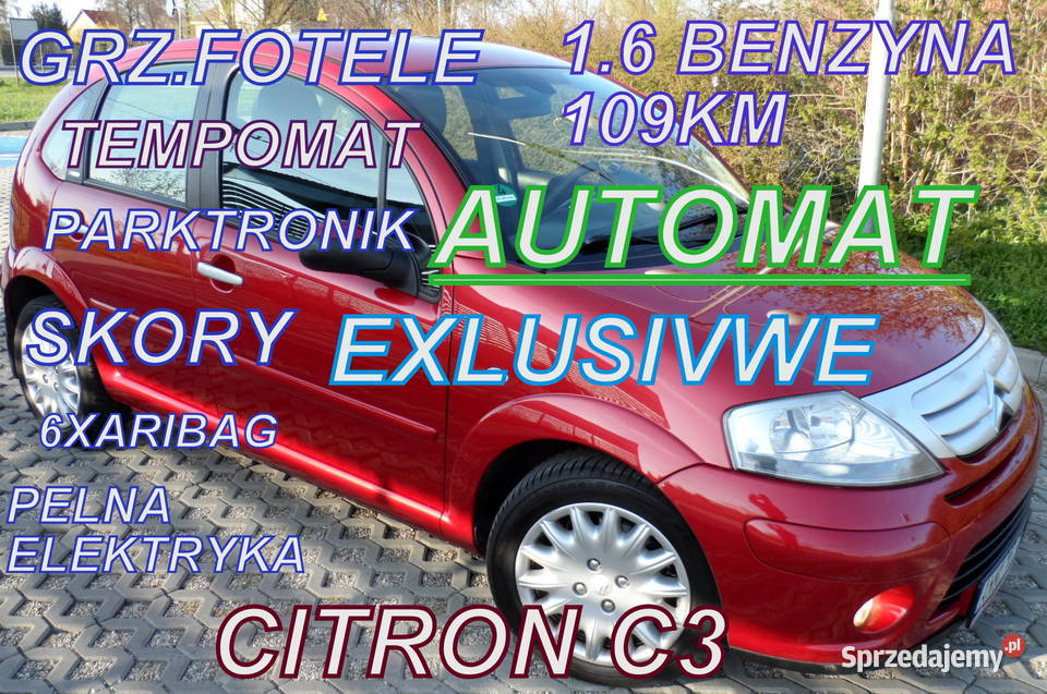 CITROEN C3 16 AUTOMATSkóryEXLUSIVE Piekny wspomaganie kierownicy Bochnia sprzedam