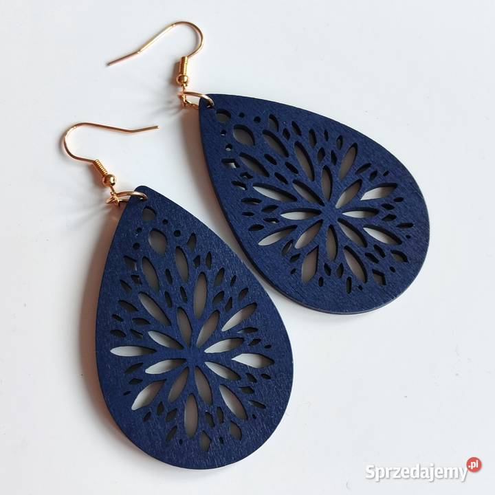 Nowe kolczyki drewniane kropelki Katowice