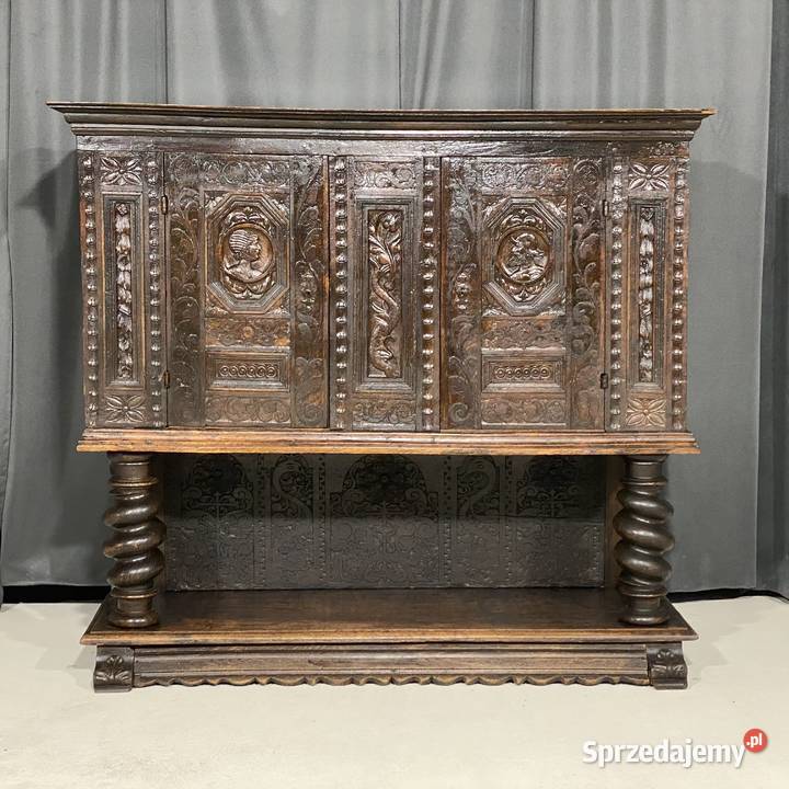 Antyczny rzeźbiony kredens komoda szafka Gryfice