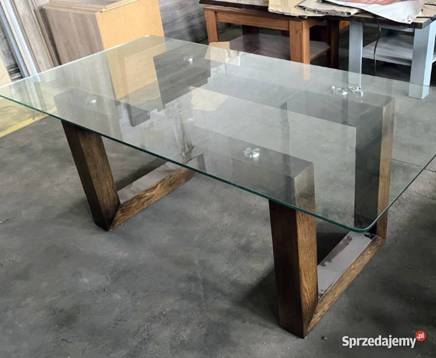Stół drewniany ze szklanym blatem Siemianowice Śląskie