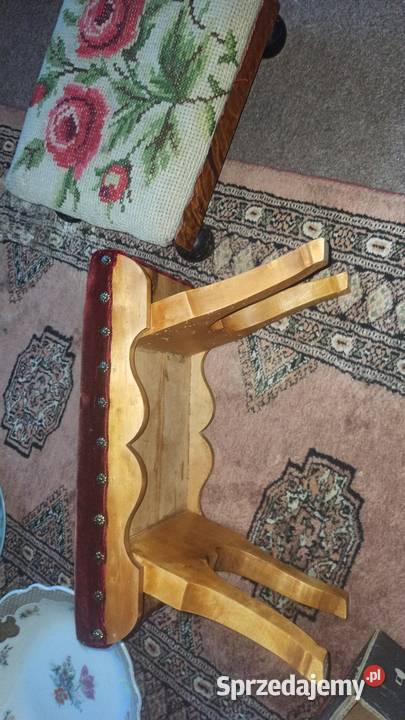 Podnóżek Na nóżkach Drewno białe niebieski Gdańsk