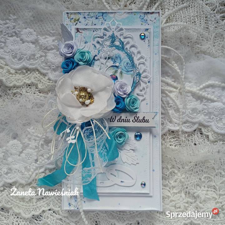 Pamiątka ślubna kartka ręcznie robiona Mszana Dolna