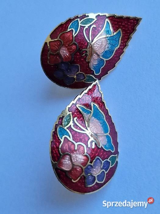 VINTAGE KLIPSY KOSTIUMOWE ART DECO CLOISONNE Zegarki i Biżuteria Częstochowa