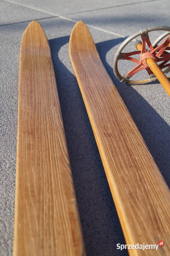 Stare narty jesionowe 185 z kijkami podkarpackie