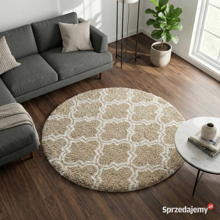 Dywan okrągły do salonu shaggy DECOR