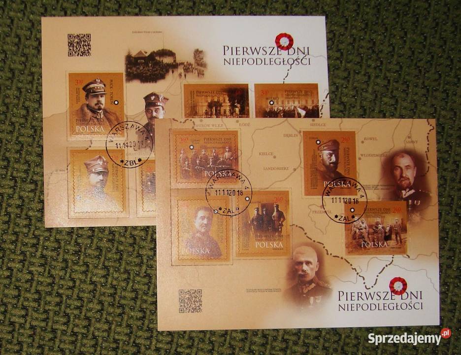 Pierwsze Dni Niepodległości dwa arkusze znaczków Tychy