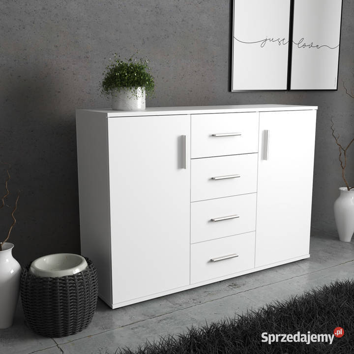 Komoda Biała Do Salonu Sami 120 4 Szuflady Elbląg