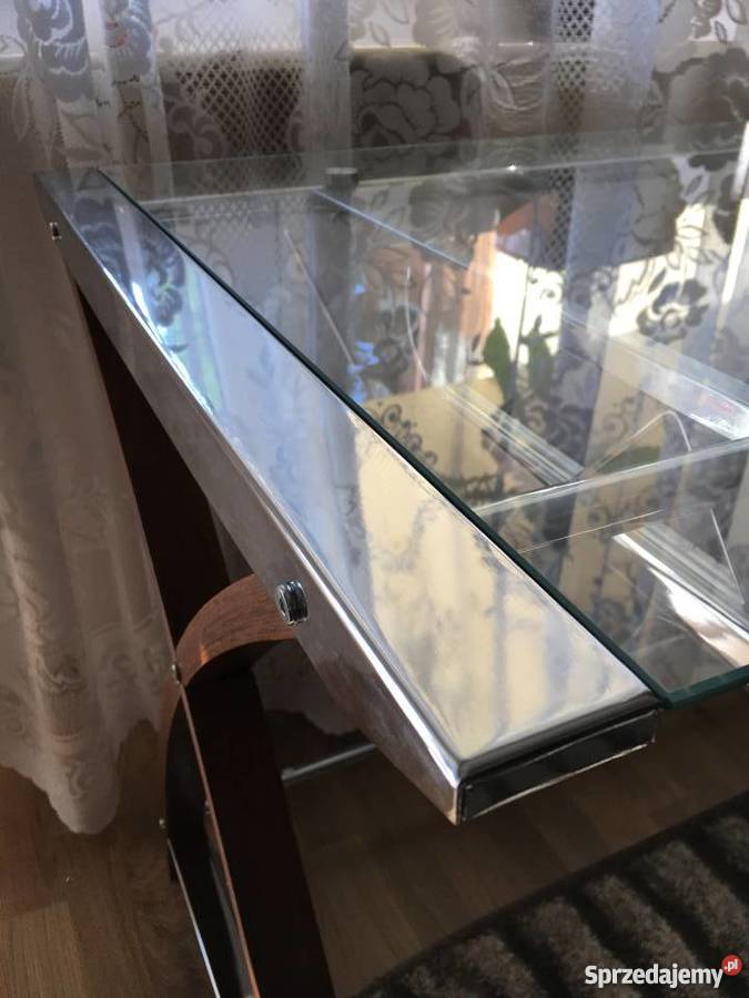 Biurko pod komputer zadbane szkło drewno Tychy 60cm