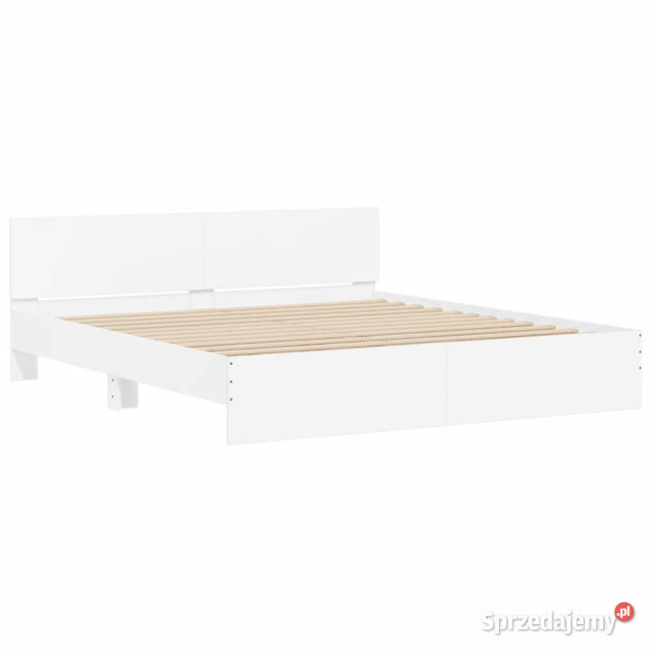 Rama łóżka z wezgłowiem i LED biała 180x200 Warszawa