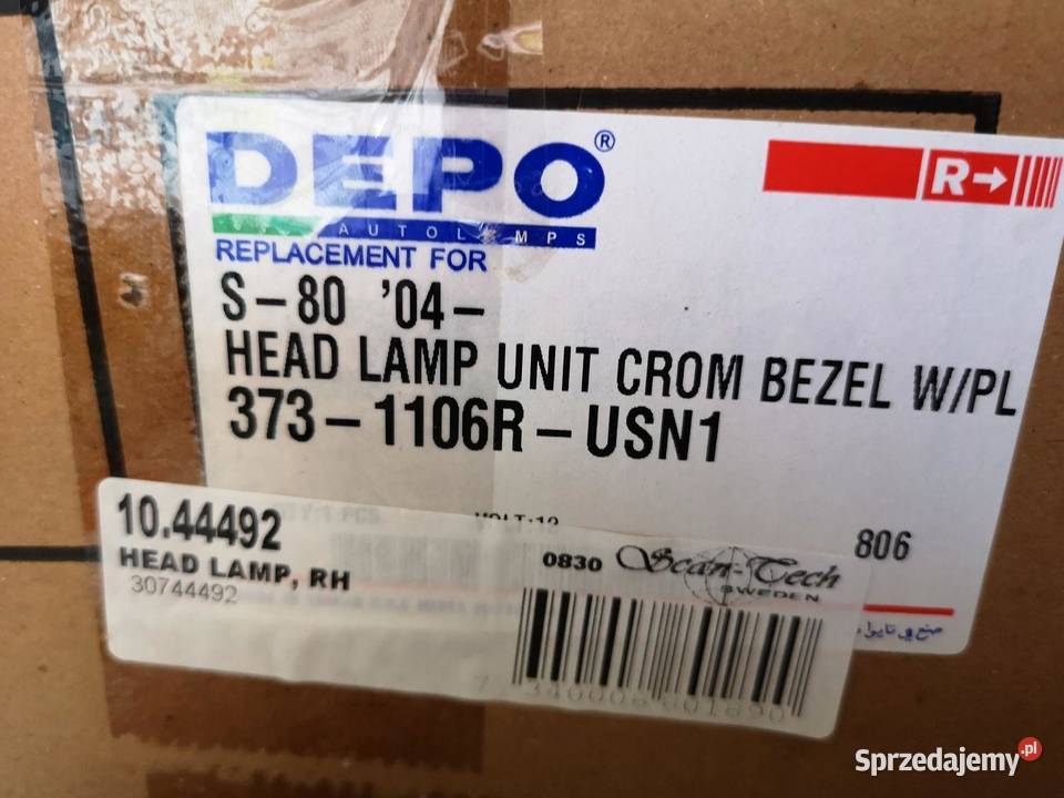 LAMPA PRAWY PRZÓD VOLVO S80 20042006 DEPO osobowe Lampy przeciwmgielne sprzedam
