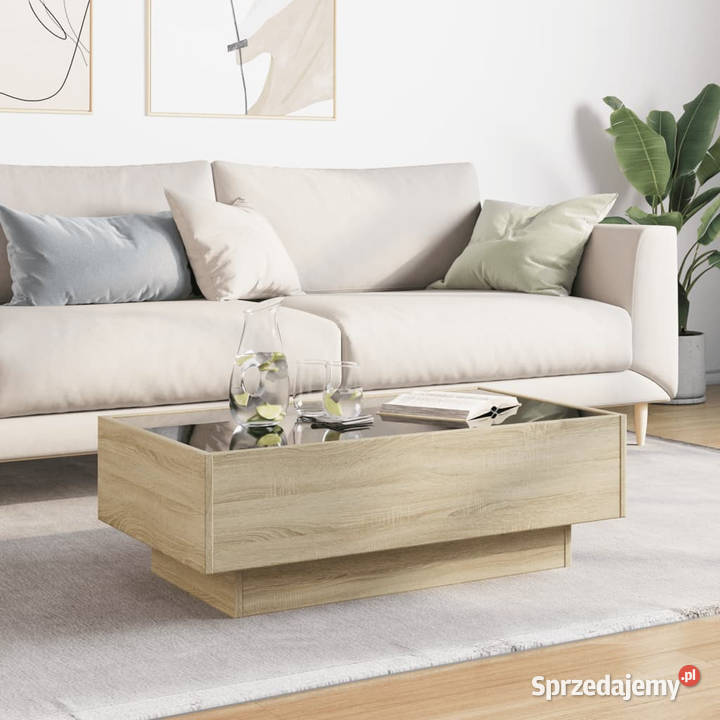 Stolik kawowy z LED dąb sonoma 90x50x30 WM847520 mazowieckie Warszawa sprzedam