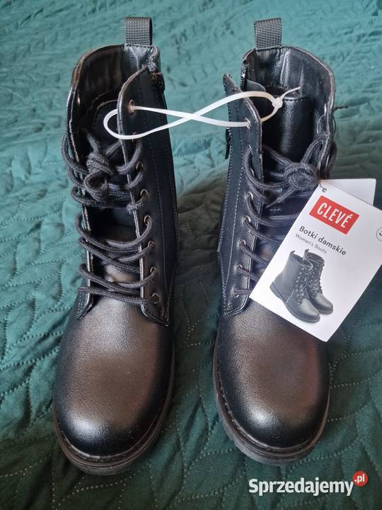 NOWE Botki damskie czarne połyskująceCLEVE Wrocław