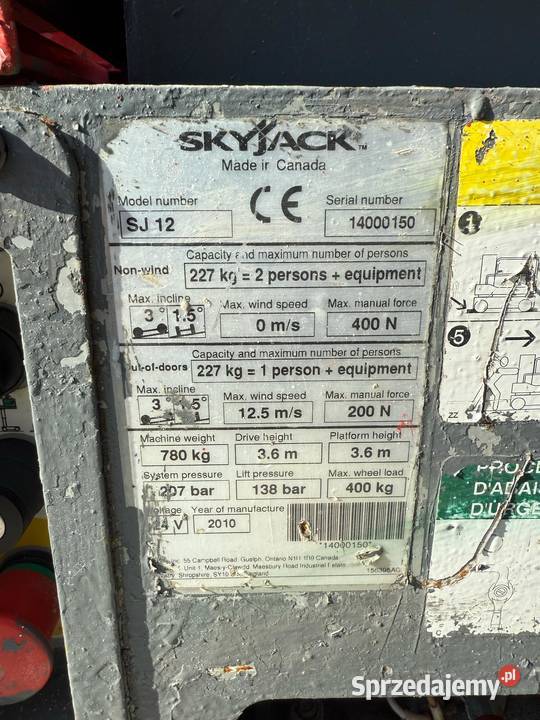 Skyjack SJ12 podnośnik koszowy zwyżka Genie JLG Konin