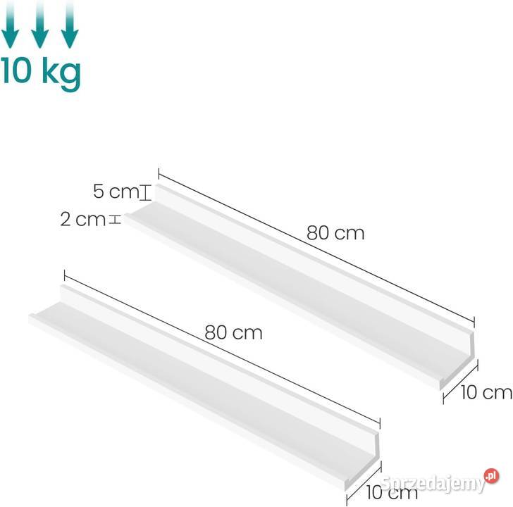 Półki ścienne 2 białe mat 80cmx10 Ruda Śląska