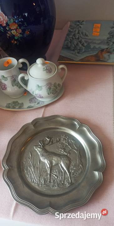 Talerz z cyny z jeleniem Syg Kassack Germany Do Pozostałe Gdańsk