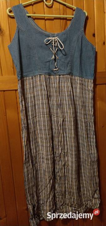 Jeansowa Sukienka zwiewna M L Makro Italy Sukienki i spódniczki Warszawa