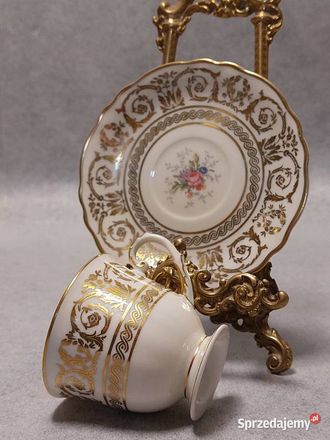 Krautheim Złocona Łączka Filiżanka Porcelana i szkło