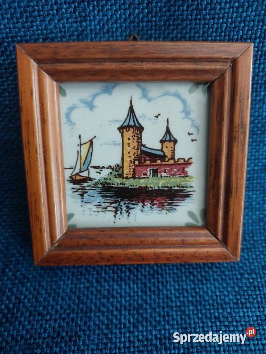 Płytka ceramiczna w drewnianej ramce x 2 Delft Skwierzyna sprzedam