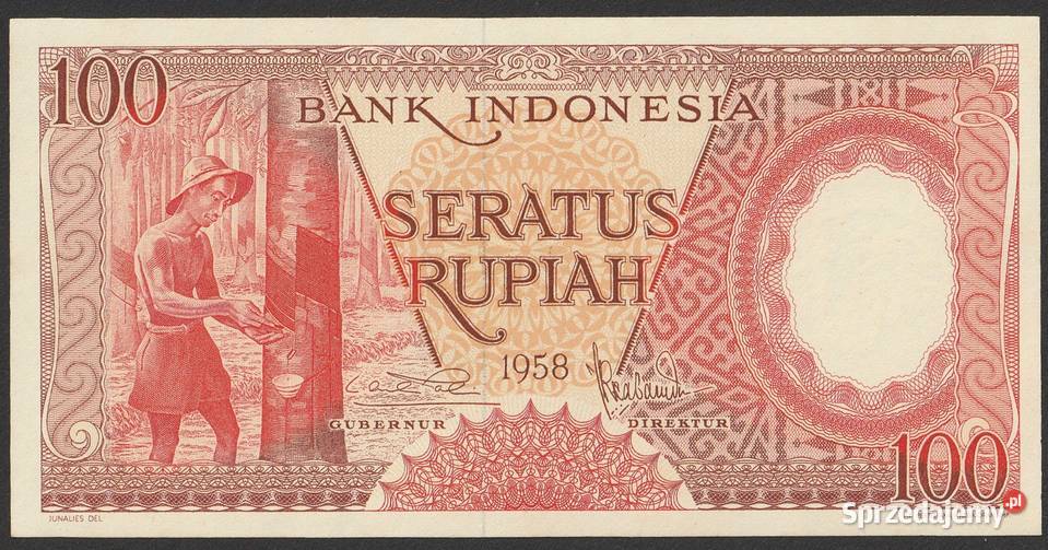 INDONEZJA 100 RUPIAH 1958 STAN UNC Numizmatyka Łódź