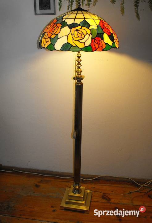 Piękna mosiężna lampa podłogowa klosz witraż w Skierniewice sprzedam