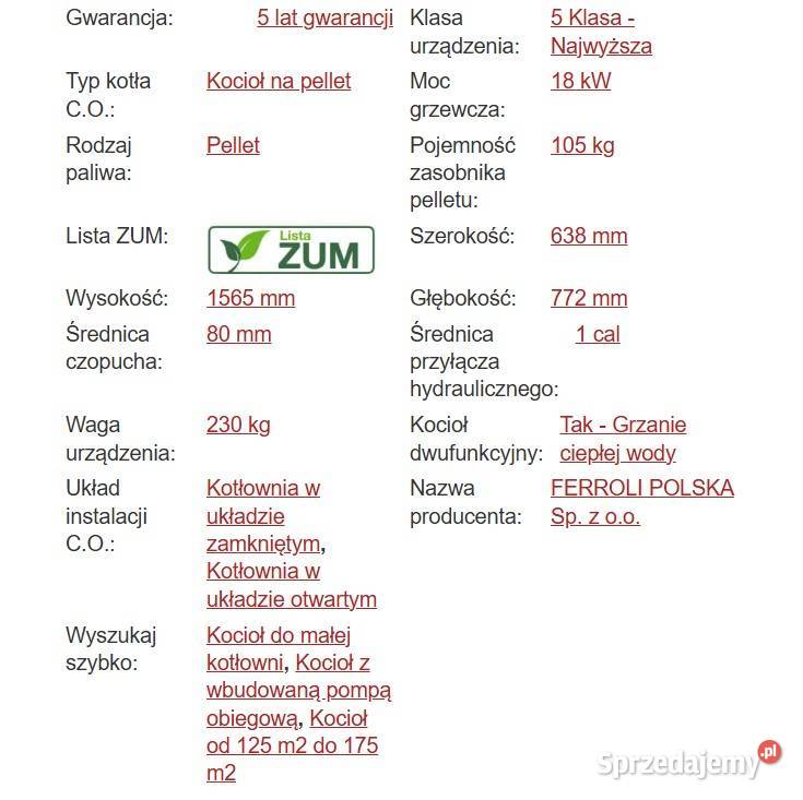 KOCIOŁ PELLETOWY 18 KW BIO PRO 125 175 M2 Świebodzin