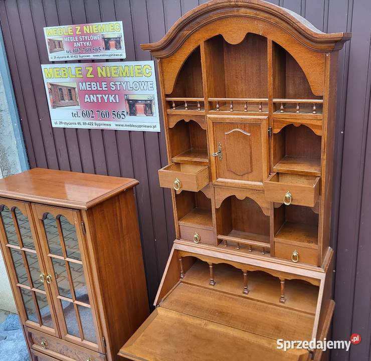 Sekretarzyk stylowy biurko z nadstawką orzech z 215cm Sypniewo