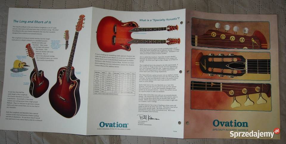 Ovation Specialty Acoustic Models katalog gitar pomorskie Kępice sprzedam