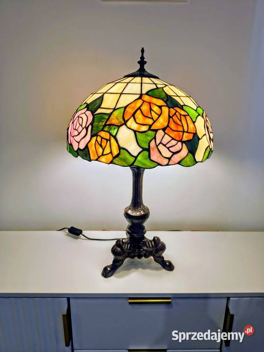 Tiffany lampa witrażowa stołowa stojąca kwiaty Zaręba sprzedam