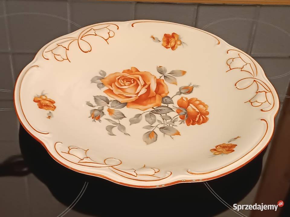 Patera Schumann pomarańczowa róża Porcelana i szkło małopolskie Gorlice
