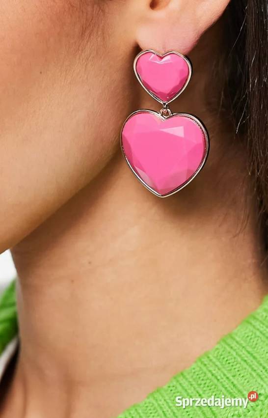ASOS Duże różowe kolczyki z Londynu serca NOWE Kraków sprzedam