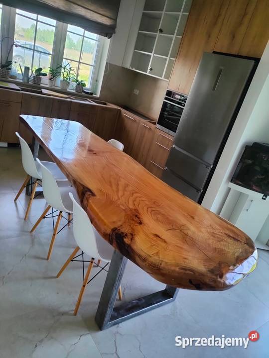 Stół z jednego bala 280x100x10 dąb live edge oak Stoły, krzesła, biurka Przysucha