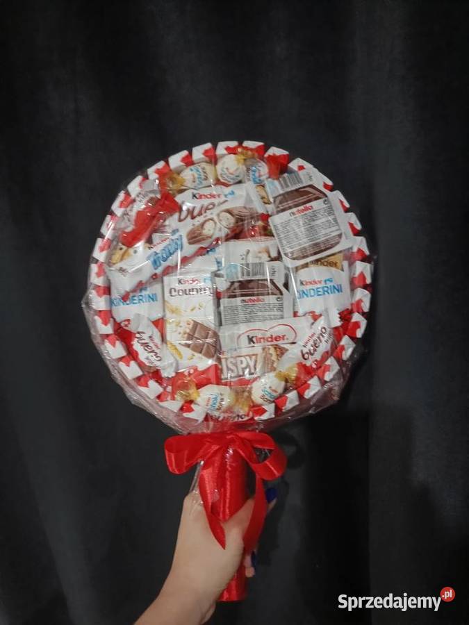 Bukiet ze słodyczy kinder Box na święta Urodziny wielkopolskie Ląd