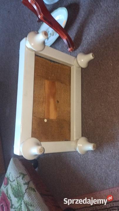 Podnóżek Na nóżkach Drewno białe niebieski Gdańsk sprzedam