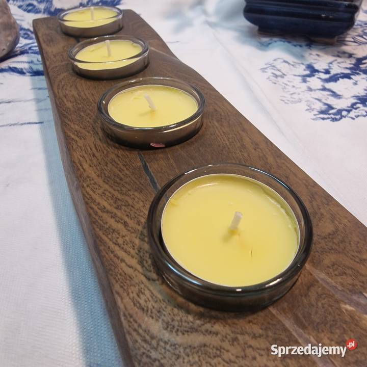 Świecznik bukowy Premium DeepWax żywica szkło