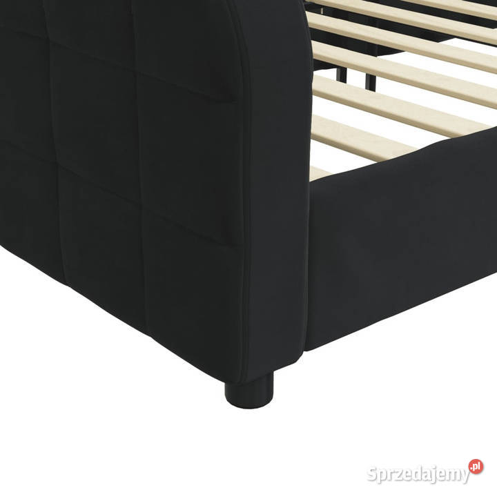 Sofa z funkcją spania czarna obita aksamitem