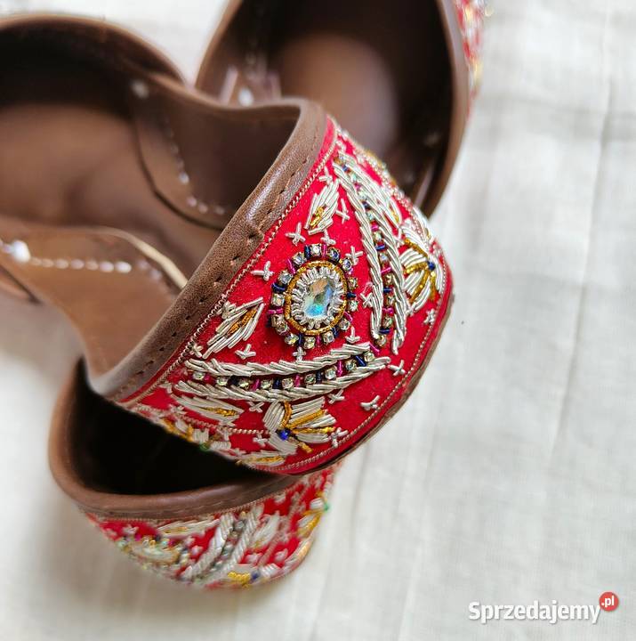 Indyjskie buty baleriny khussa 37 zdobione skóra Szczecin sprzedam