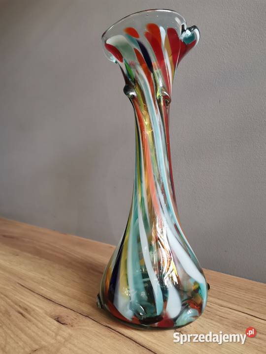 Stary kolorowy wazon Sękacz PRL 1970 huta Porcelana i szkło śląskie Siemianowice Śląskie sprzedam