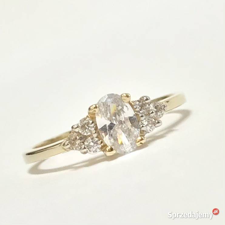 Złoty PIERŚCIONEK 585 14K KRÓLEWNY kamienie 11 Warszawa