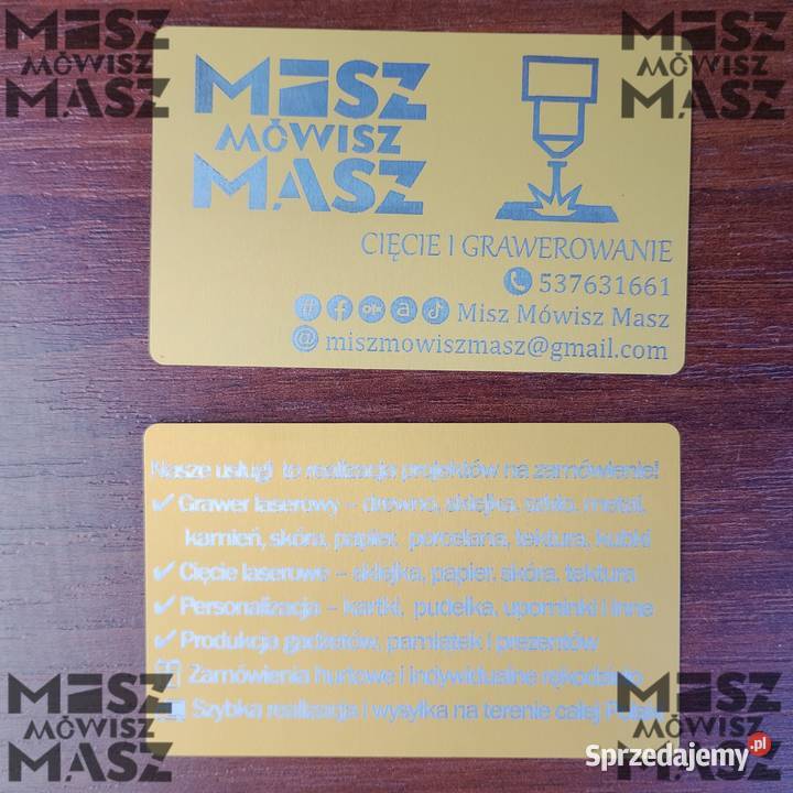 Wizytówki aluminiowe trwałe grawer sztuka Racot