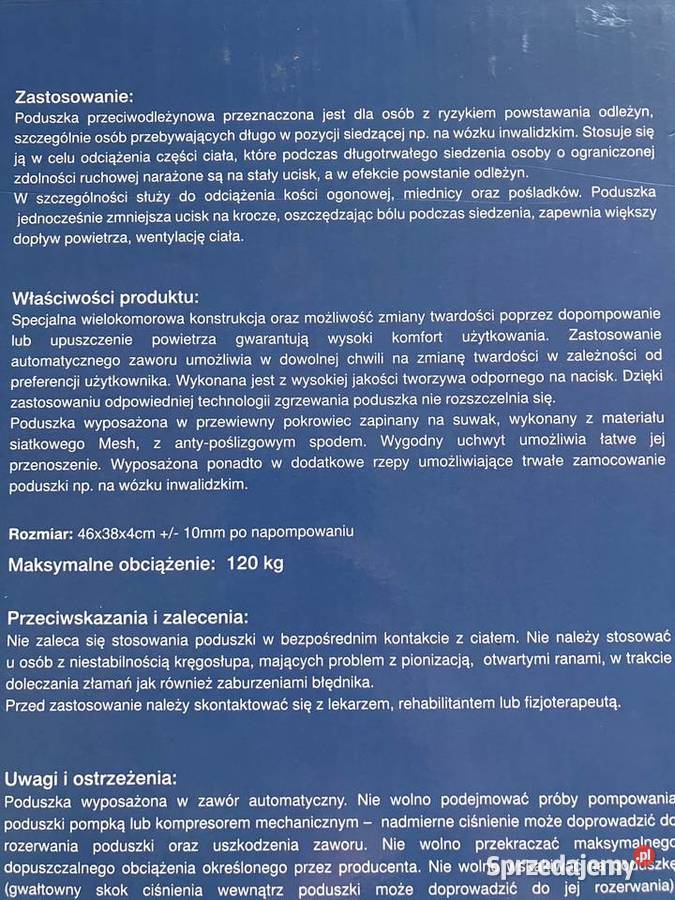 Nowa poduszka przeciwodleżynowa pneumatyczna